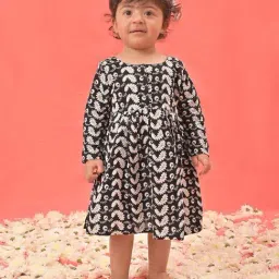 VASTRAMAY Girls Black Cotton Embroidery Dresses-picture-12