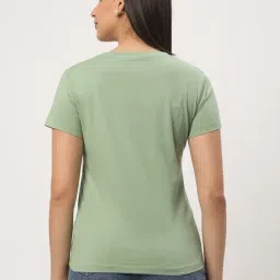 R&B Green Cotton Graphic Print Regular Fit T-Shirt image 2