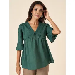 Akkriti by Pantaloons Green Cotton Embroidered Top-picture-29