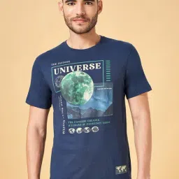 Urban Ranger by Pantaloons Navy Cotton Slim Fit Printed T-Shirt-image-23