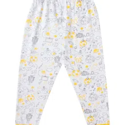 Cub McPaws Kids White & Yellow Cotton Printed Full Sleeves T-Shirt Set image 5