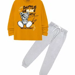 LITWAY Boys Printed Round Neck Pure Cotton Long Sleeves Sweatshirt With Joggers-image-76