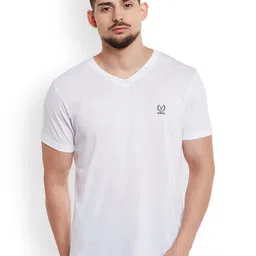 mack jonney VIMAL JONNEY Men White Solid V-Neck T-shirt-picture-15