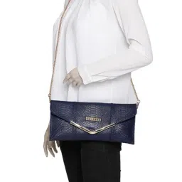 Caprese Dana Navy Textured Envelope Clutch image 5