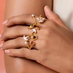 Shaya 92.5 Sterling Silver Yellow Gold  Shaadi Squad OTT Bestie Ring for Women-image-56