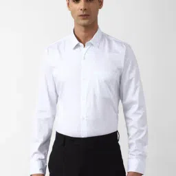 Peter England White Cotton Slim Fit Printed Shirt-picture-11