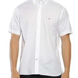Tommy Hilfiger White Cotton Regular Fit Shirt-image-16