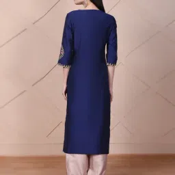 Aurelia Navy Blue Viscose Embroidered Kurti image 2