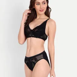 FIMS Black & Red Lace Work Bra Panty Sets - Pack Of 2 image 4