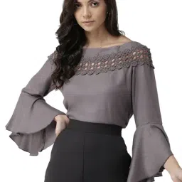 Style Quotient Women Solid Grey viscose rayon smart casual top-picture-35