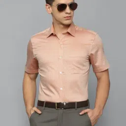Louis Philippe Peach Cotton Regular Fit Texture Shirt-picture-21