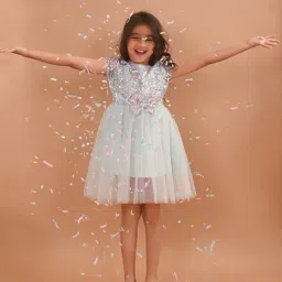 LilPicks Kids Light Blue Embellished Fit & Flare Dress-picture-44