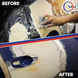 VAI Spray Paint Can New Silky Silver and Gloss Clear 225 ml Can Each for Maruti Suzuki Cars with Scratch Filler Putty Grey 200 g, 1 Putty Abrasion Tool and 320 Grits Sandpaper image 4