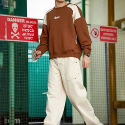 Maniac Men Colourblocked Printed mock Neck Full Sleeve Sweatshirt image 5