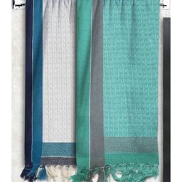 Athom Living 100% Cotton Bath Towel Waffle Border Pack Of 2 - White Green-picture-15