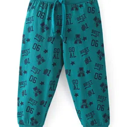 Babyhug Cotton Knit Full Length Lounge Pant Text Print - Green-picture-12