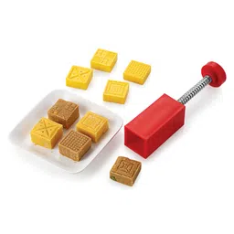DS Square Fast Peda Sweet Mithai Chocolate Stamping Cutter with 5 Designs -Yellow-picture-49
