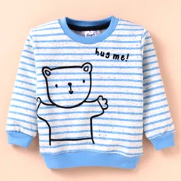 Simply Jacquard Knit Full Sleeves Sweatshirt with Stripes Design - Blue-picture-16