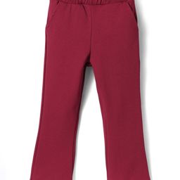 kookie kids india Kookie Kids Woven Full Length Solid Flared Pant With Pockets - Maroon-picture-8