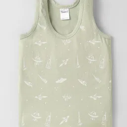 Taeko Single Jersey Knit Sleeveless Vest With Space Theme - Olive Green-picture-19