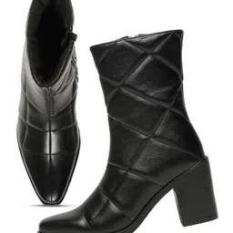 THE BOOT FACTORY Women Textured Pointed Toe High-Top Winter Boots image 4