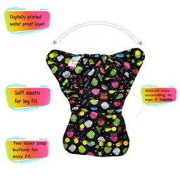 Dumbledo Premium Newborn Cloth Diaper with Integrated Cotton Insert - Antibacterial, Hypoallergenic, Smell-Free - Adjustable Fit for 0 to 6 months, Pack of 1 image 3