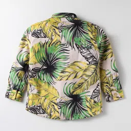 Rikidoos Full Sleeves Leaves Printed Shirt With Attached Tee & Cap - Multi Colour & Dark Grey image 3