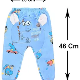 The little lookers Fleece Knit Dinosaur Printed Diaper Pants - Blue image 4