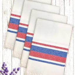Athom Living White & Navy Blue 4 Pieces Cotton 210 GSM Bath Towel-image-53