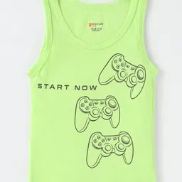 Bodycare Cotton Knit Sleeveless Sando Vests With Gaming Controller Print Pack of 2 - Black & Light Green image 4