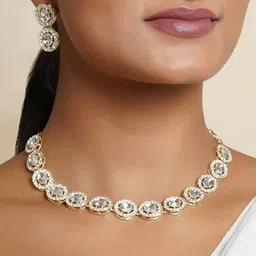 TEEJH Gold-Plated Stone Studded Jewellery Set-picture-20