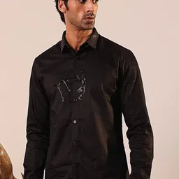 ABKASA Men Classic Slim Fit Spread Collar Solid Cotton Casual Shirt-picture-31