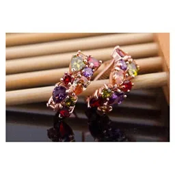 YouBella Rose Gold Plated Multi Color Swiss Zircon Crystal Jewellery Set Combo image 3