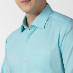 Van Heusen Blue Cotton Regular Fit Texture Shirt image 3