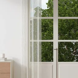 DDecor White Self Polyester 7 ft Door Curtain image 1