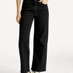 Levi's Black Wide Leg Jeans-image-1