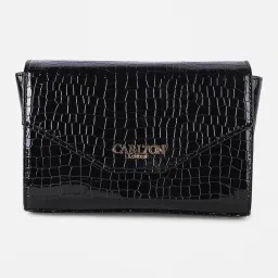 Carlton London Black Textured Medium Sling Handbag image 3