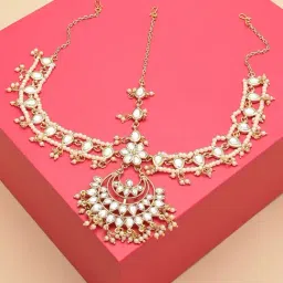 Zaveri Pearls Gold Tone Kundan Bridal Mathapatti Style Maangtikka-ZPFK13117-picture-27