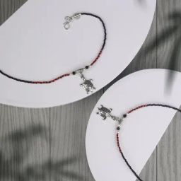 Priyaasi Black & Red Flexible Anklet - Set of 2-picture-44