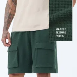 The Souled Store Textured Shorts: Mossgrid Men Cargo Shorts-picture-31