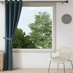 Ddecor Live Beautiful Blue Polyester 7 ft Door Curtain image 1