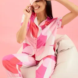 Sweet Dreams Pink Printed Shirt With Pyjamas image 3