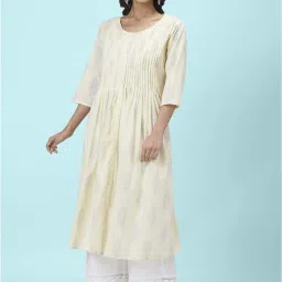 Rangmanch by Pantaloons Off-White Cotton Printed A Line Kurta image 1
