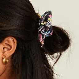 Accessorize London Black Tropical Print Scrunchie-image-77
