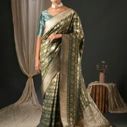 Saree Mall Green Woven Sarees With Unstitched Blouse-image-71