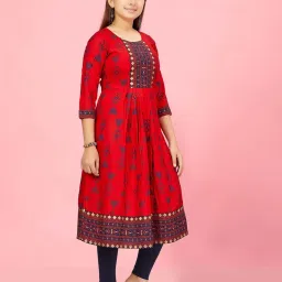 Aarika Kids Red & Navy Cotton Printed Kurti image 3