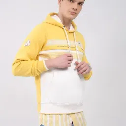 Monte Carlo Yellow Regular Fit Colour Block Hoodie image 4