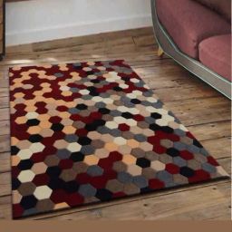 Presto Red & Grey Wool Hand Tufted Carpet-image-71