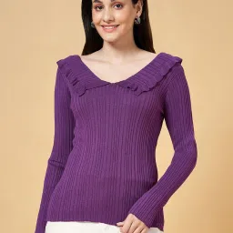 Honey by Pantaloons Purple Striped Top image 1