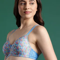 Leading Lady Blue Floral Print Full Coverage T-Shirt Bra image 3
